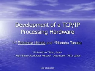 Development of a TCP/IP Processing Hardware