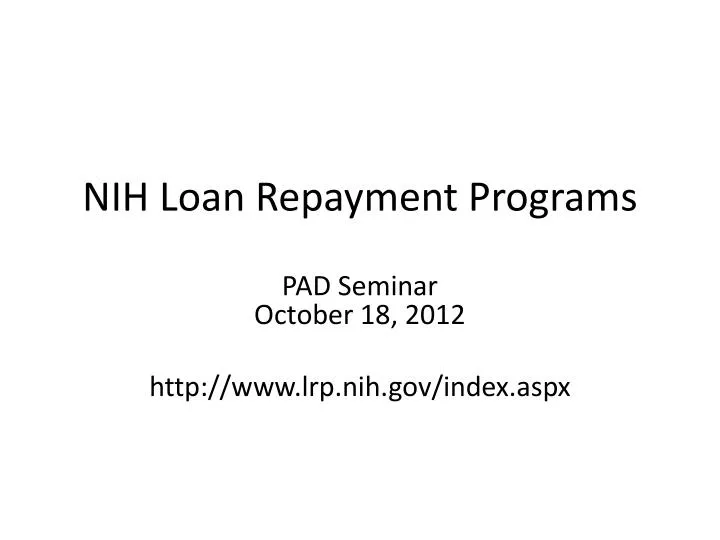 nih loan repayment programs