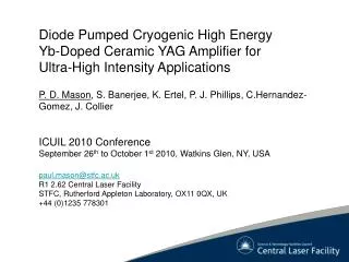 Diode Pumped Cryogenic High Energy Yb -Doped Ceramic YAG Amplifier for Ultra-High Intensity Applications