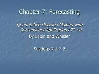 Chapter 7: Forecasting