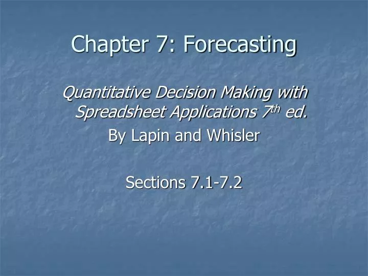 chapter 7 forecasting