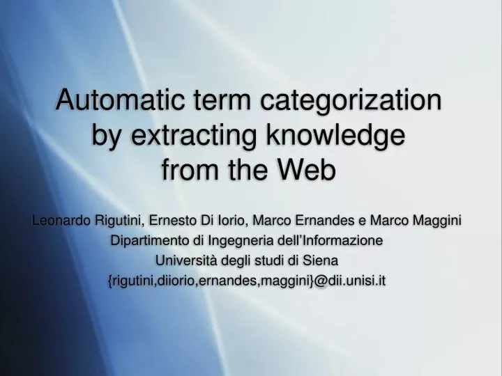 automatic term categorization by extracting knowledge from the web