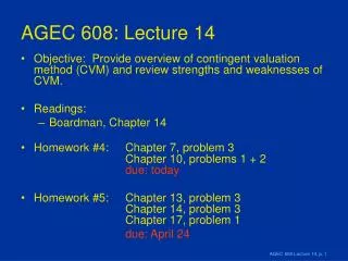 AGEC 608: Lecture 14