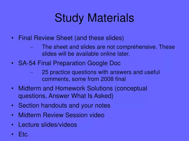 study materials