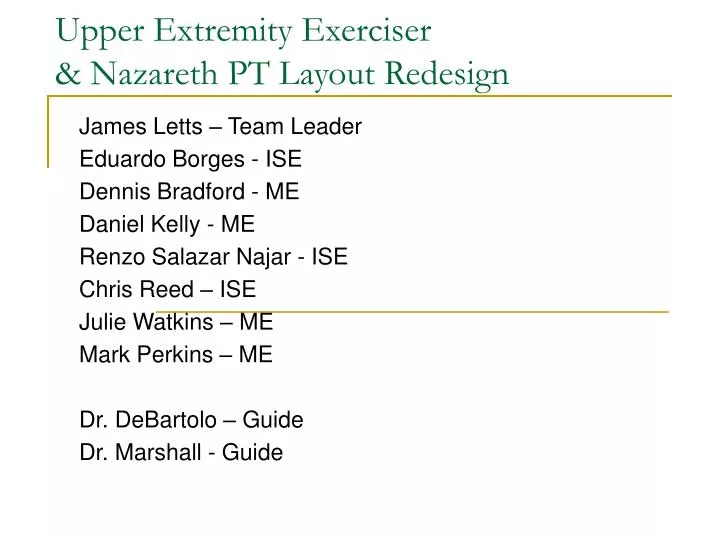 upper extremity exerciser nazareth pt layout redesign