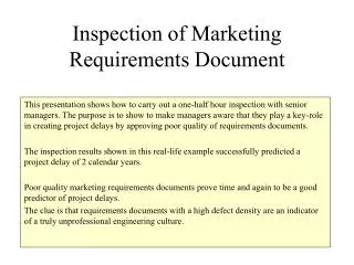 Inspection of Marketing Requirements Document