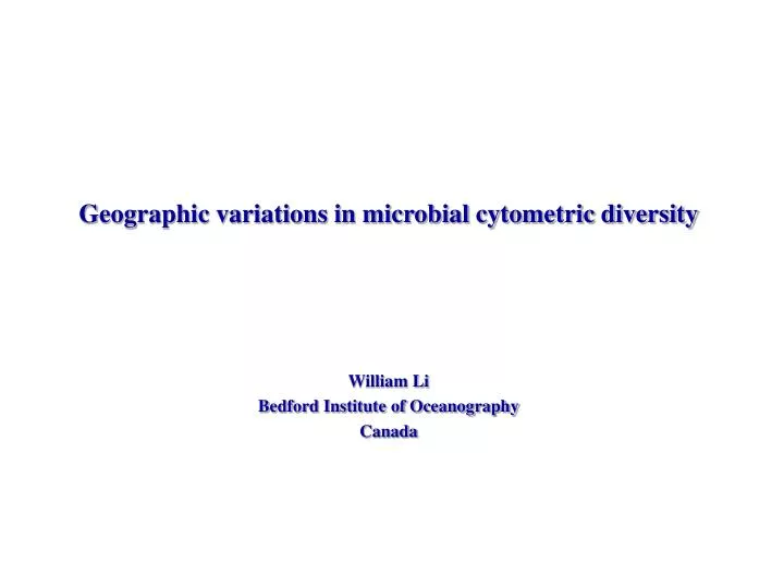 geographic variations in microbial cytometric diversity