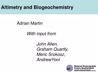 Altimetry and Biogeochemistry