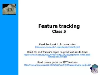 Feature tracking Class 5