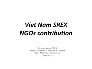 Viet Nam SREX NGOs contribution