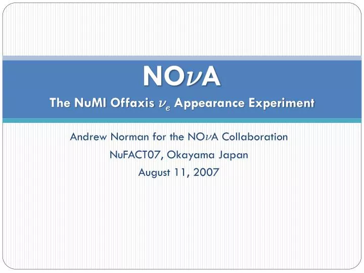 no a the numi offaxis e appearance experiment