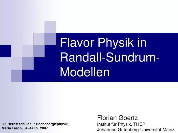 flavor physik in randall sundrum modellen