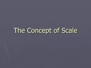 The Concept of Scale