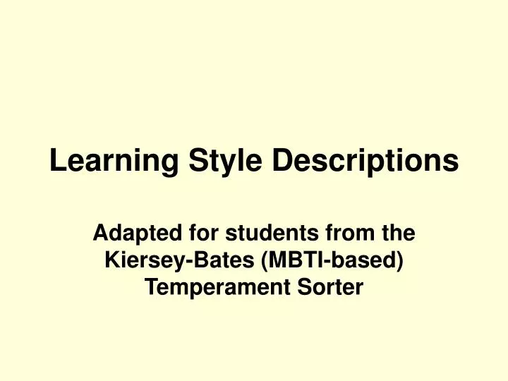 learning style descriptions