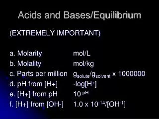 Acids and Bases/Equilibrium