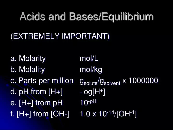 acids and bases equilibrium