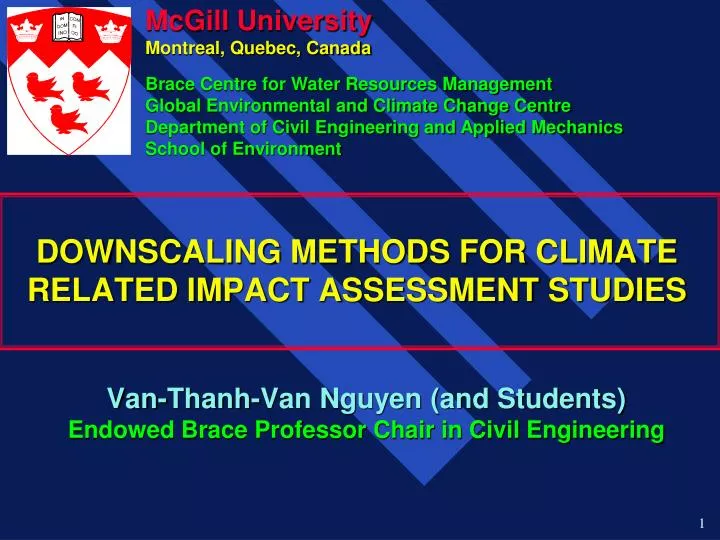 downscaling methods for climate related impact assessment studies