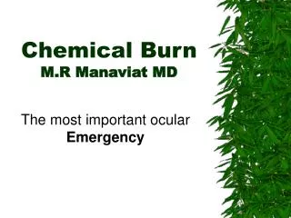 Chemical Burn M.R Manaviat MD