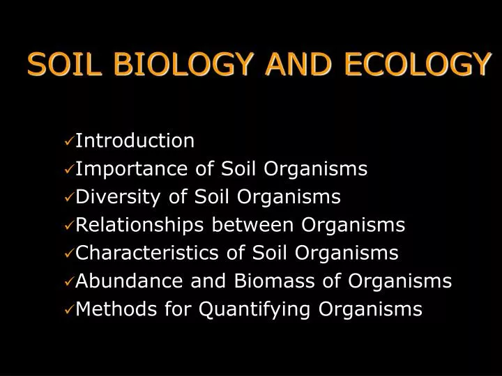 soil biology and ecology