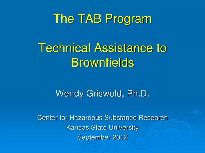 the tab program technical assistance to brownfields