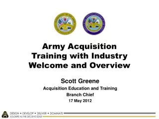 Army Acquisition Training with Industry Welcome and Overview