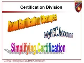 Recent Certification Changes