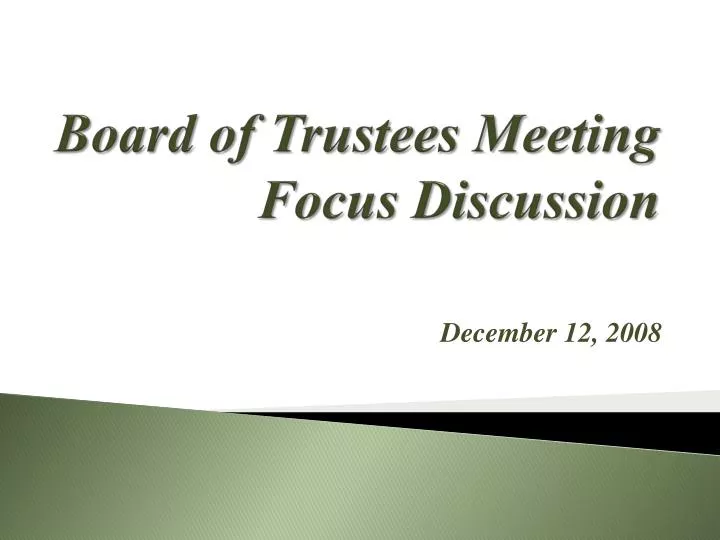 board of trustees meeting focus discussion