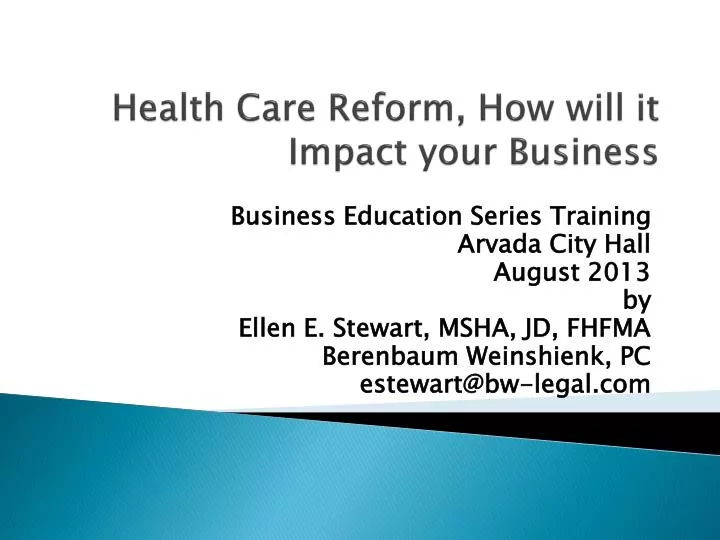 health care reform how will it impact your business