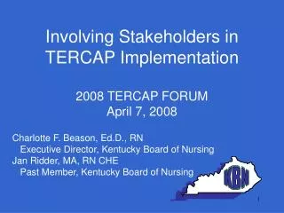 Involving Stakeholders in TERCAP Implementation