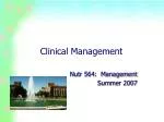 Clinical Management - slide 1