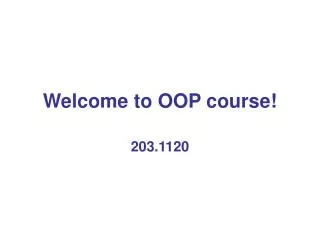 Welcome to OOP course!