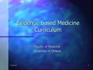Evidence-based Medicine Curriculum