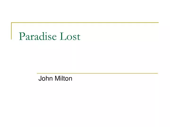 paradise lost powerpoint presentation