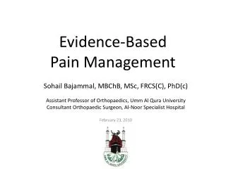 Evidence-Based Pain Management