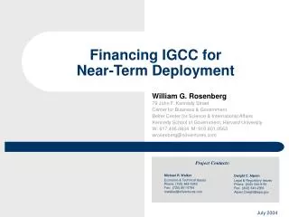 Financing IGCC for Near-Term Deployment