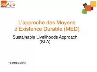 l approche des moyens d existence durable med