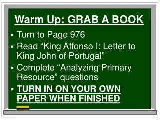 Warm Up: GRAB A BOOK
