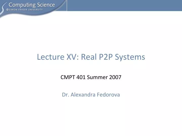 lecture xv real p2p systems