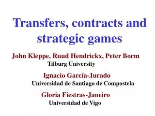 Transfers, contracts and strategic games