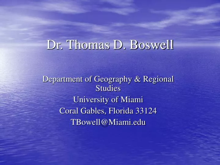 dr thomas d boswell