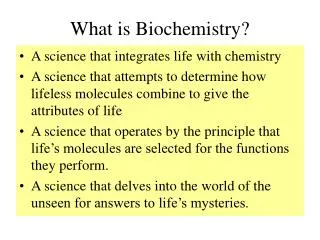 What is Biochemistry?