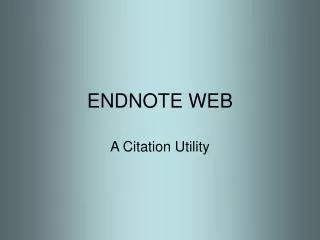 ENDNOTE WEB
