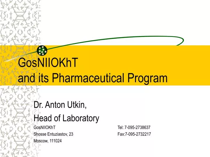 gosniiokht and its pharmaceutical program