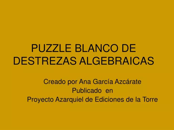 puzzle blanco de destrezas algebraicas