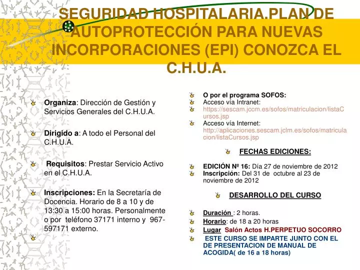 seguridad hospitalaria plan de autoprotecci n para nuevas incorporaciones epi conozca el c h u a