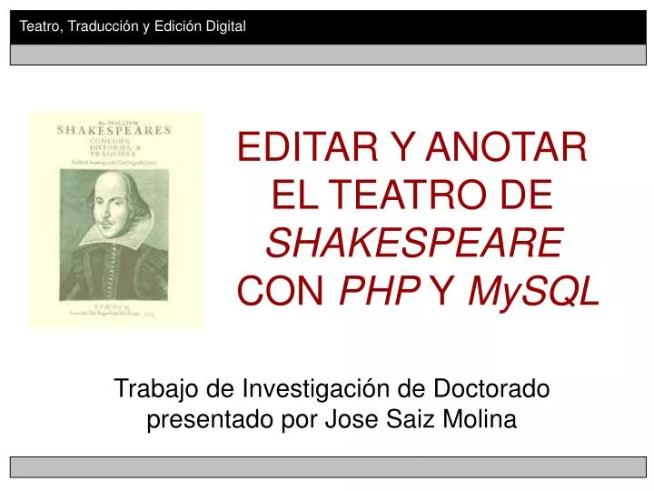 editar y anotar el teatro de shakespeare con php y mysql