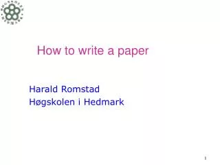 How to write a paper