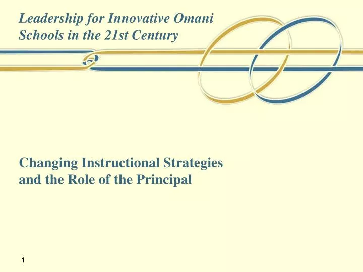 changing instructional strategies and the role of the principal