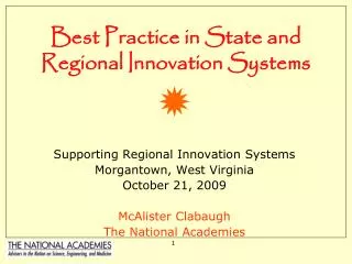 Best Practice in State and Regional Innovation Systems