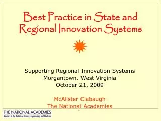 best practice in state and regional innovation systems